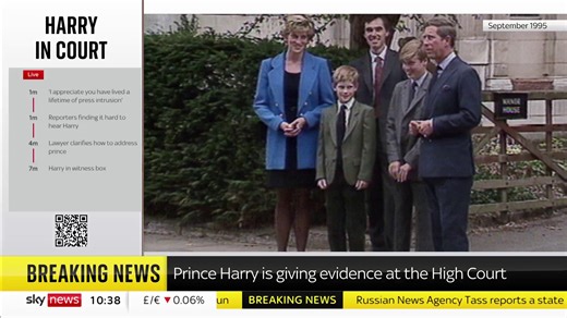 4.1K views · 45 reactions | The barrister for the Mirror Group Newspaper, Andrew Green, acknowledges that Prince Harry 'has lived a lifetime of press intrusion' while addressing the Duke of Sussex in court. Follow live updates  https://trib.al/XzQBNHD  Sky 501, Virgin 602, Freeview 233 and YouTube | Sky News | Facebook