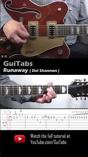 How to play Runaway 🏍 (Short Version) - Del Shannon / Guitar Lesson / GuiTabs