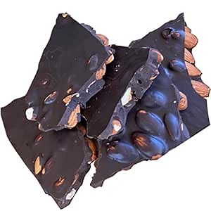Keto Sugar Free Bark, Dark Chocolate Almonds - Stevia Sweetened Chocolate Candy 1g Net Carb, 80% Cocoa - Gluten & Dairy Free Vegan Paleo Friendly Diabetic Snack for Adults, 6 oz (Pack of 1)