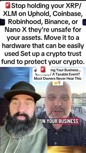 Stop holding your XRP/XLM on Uphold, Coinbase, Robinhood, Binance, or Nano X they're unsafe for your assets. Move it to a hardware that can be easily used Set up a crypto trust fund to protect your crypto. #crypto #xrp #xrpupdate #xrppriceprediction #xrparmy