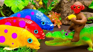 192K views · 1.9K reactions | Survival Battle - Monkey Helps Koi Fish, Crocodile Battle - Stop Motion Fish In Mud | Kids Toy TV | Facebook