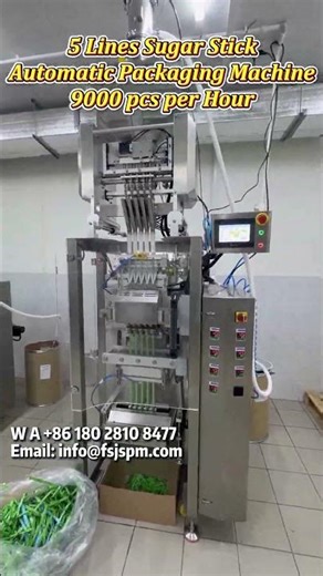 5 Line sugar stick automatic packaging machine working in the customer factory