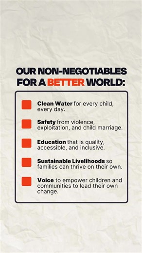 This is our checklist. This is our promise! At World Vision Canada, we believe that building a better future starts with ensuring these five fundamental needs are met for every child, in every community. We don't just provide aid; we advocate and partner for the lasting, systemic change that makes these non-negotiables a reality. When you stand with us, you're checking all the boxes for a child's future.🧡 What non-negotiable would you add to the list? Tell us in the comments! 👇 #WorldVisionCan