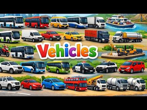 Learn Vehicle name sounds | Bus, Truck, Car, Airplane, Metro Train, Motorbike - Vehicles for Kids