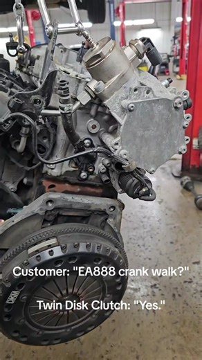 EA888 crankwalk caused by twin disk clutch. The diaphram spring rate on twin disk clutches are too high causing the crank to press into the thrust bearings too hard, wearing them out. This is common for EA888 engines with stage 2 tunes that upgrade their clutches. Do your homework before you buy a clutch. #turbo #vw #Volkswagen #dasauto #ea888 #ea888gen3 #ea888gen2 #golf #gti #stagetwo