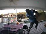 Amazon delivery man gets spooked by animatronic spider on porch