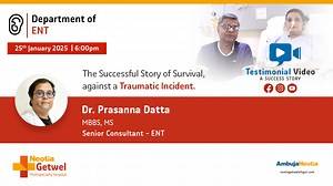 Watch this inspiring tale of endurance and resilience. Our valued patient who conquered a traumatic incident, shares her inspiring path to recovery. Discover the hurdles she faced and how our committed team stood by her side every step of the way. Dr. Prasanna Datta, MBBS, MS, Senior Consultant - ENT, also offers his perspective on this remarkable journey of strength and healing. To know more visit our website www.neotiagetwelsiliguri.com, ☎ call us at 0353 660 3000 or you can email us at writet
