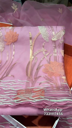 Satyabhama on Instagram: "Pure organza 3D applique dress materials To place an order WhatsApp- 7331117456"