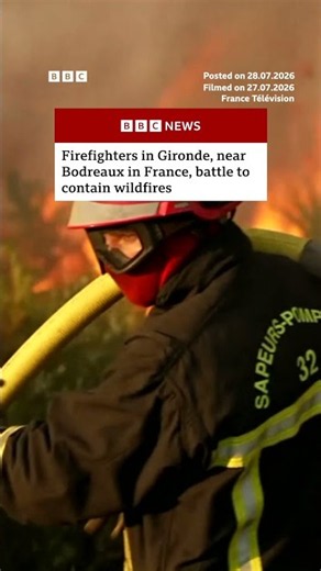 Firefighters in Gironde, near Bordeaux in France, battle to contain wildfires. #France #BBCNews
