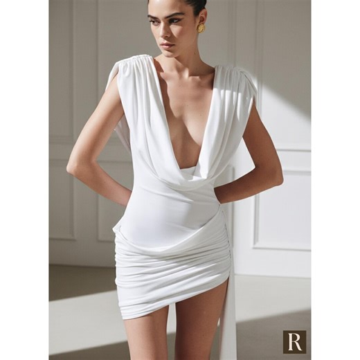 Cowl Neck Mini Dress : Sleek Silhouette, Evening & Party Wear - Etsy