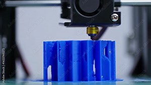 3D Printing: Blue Object Creation with Precision Technology in Action