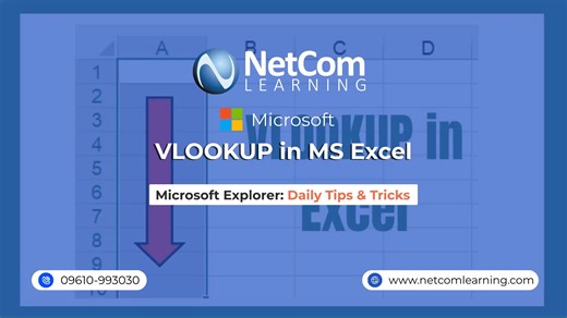 Microsoft Explorer: Daily Tips and Tricks - VLOOKUP in MS Excel Learn how to use VLOOKUP in Excel to find data faster and more efficiently. #ExcelTips #VLOOKUP #MicrosoftExcel #ProductivityHacks #MicrosoftExplorer | NetCom Learning Bangladesh