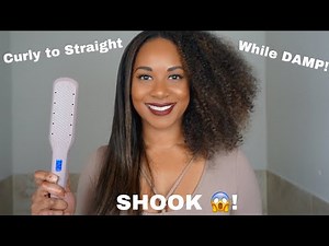Flat Iron Natural Hair While Damp Using Remington Wet2Style Flat Iron l Curly to Straight