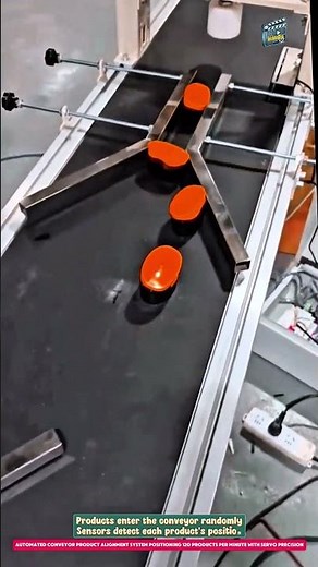 Automated Conveyor Product Alignment System Positioning 120 Products per Minute with Servo Precision