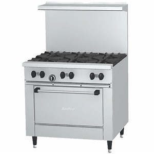 Garland SunFire Series X36-2G24R Natural Gas 2 Burner Gas Range with 24" Griddle and Standard Oven - 129,000 BTU