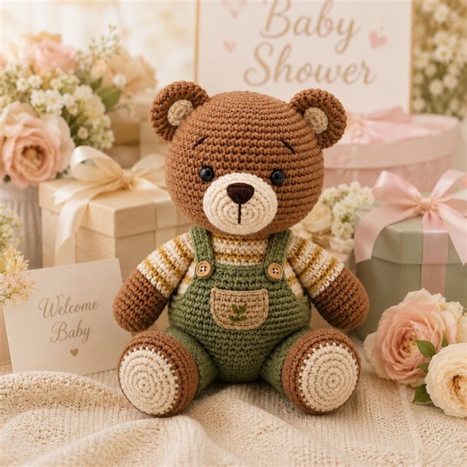 Crochet Teddy Bear Pattern PDF, Amigurumi Bear Tutorial, Green Overalls Plush Toy Pattern, Woodland Nursery Gift (digital Download) - Etsy