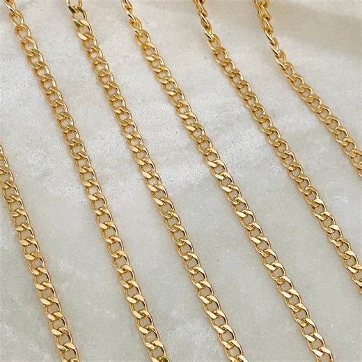 Buy 3mm Gold Filled Miami Cuban Chain Necklace: Unisex Waterproof Link Online in India - Etsy