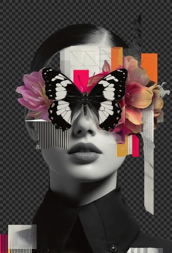 Download free png of PNG Surreal collage blending nature, geometry. by Aew about background, png, textures, butterfly, and paper 26750465