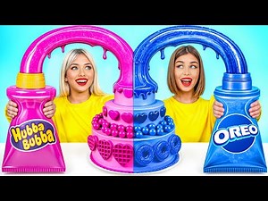 Pink VS Blue Color Cooking Challenge | Funny Cake Decorating Competition by Turbo Team