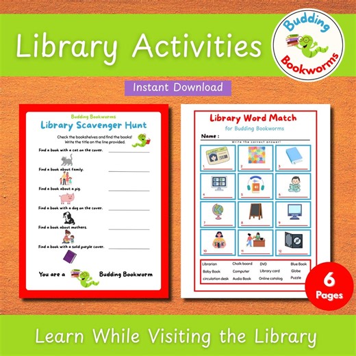 Library Scavenger Hunt Kids Do a Dot Activity Toddler Library Activities Preschool Word Unscramble Children Worksheets Homeschool Field Trip - Etsy