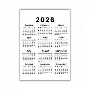 2026 Calendar, One Page Year at a Glance Printable Calendar, Monday & Sunday Start - Etsy