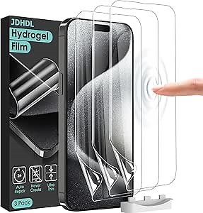 [3 Pack Soft Hydrogel Film Screen Protector for iPhone 15 Pro Max/iPhone 15 Plus, Upgraded Non-breakable Flexible TPU for iPhone 15 Pro Max Screen Protector Film (NOT Glass)