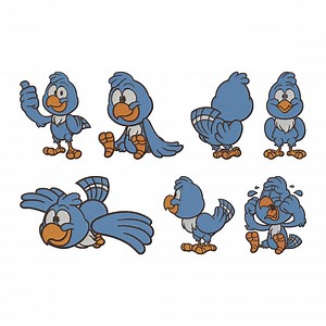 Blue Bird Embroidery Design, Cartoon Bird Machine Embroidery File, 7 Design, 8 Size, Instant Download - Etsy