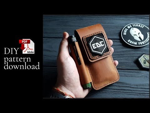 Making a leather sheath for folding knife | PDF pattern | DIY multitool organizer | Tutorial