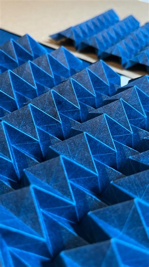 Angeline Cuvertino on Instagram: "Let’s do another corrugation, I made it on a 16×22 grid on Elephant paper. (Tutorials link in bio) . . . . . . #origami #art #paper #paperart #foldingprocess"