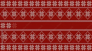 Winter (christmas) style loading 4k video - white knitted pattern on red background, middle row making the loading (processing) effect