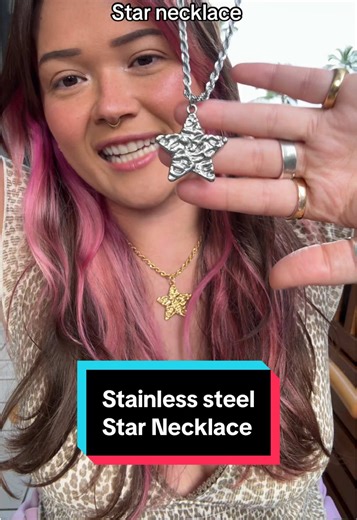 For all of my bold maximalists out there! This star necklace is stainless steel, has a rope chain style and Is 18 inches long! #maximalism #maximalistfashion #necklacestack #starnecklace #boldaccessories