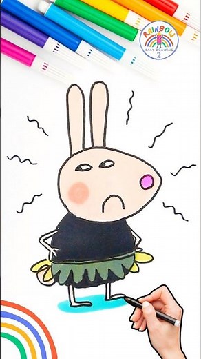 Rebecca Rabbit Drawing | How to Draw Angry Rebecca Rabbit Easy 🌈🐽 #peppapig #short #angry
