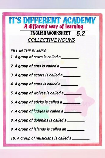 Collective Nouns Worksheet 5 .2 | Fill in the Blanks + MCQ | English Grammar for Kids