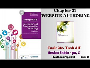 #IGCSE, ICT| Chapter-21, Web Authoring | Resize Table, Task-21e, Task-21f | Page : 494