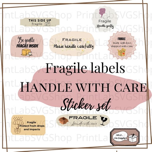 Fragile Sticker Pack Printable | Delivery Stickers, Shipping Label | Ready-to-print | INSTANT Download Pdf - Png - Svg Files - Etsy UK