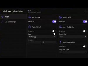 *NEW* Pickaxe Simulator! Script [NO KEY] AutoMine, AutoHatch, AutoRebrith and MORE