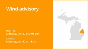 Update: Wind advisory for 3 Michigan counties until Monday night
