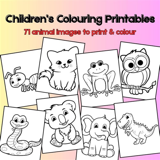 Animal Coloring Pages for Kids: 71 Printable Illustrations (PDF Download) - Etsy Canada