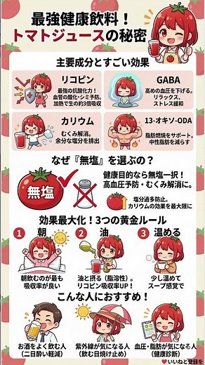 【中性脂肪・血圧対策】プロが教えるトマトジュースの賢い選び方｜二日酔いや肌ケアにも効く魔法の習慣