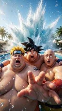 😱 Fat Naruto Causes A MASSIVE Pool Flood! 🌊 Goku & Saitama Can’t Stop Laughing! 😂#shorts#naruto#goku