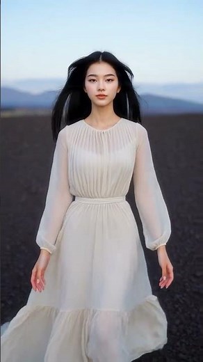 Graceful Walk in Wilderness | 荒野漫步 唯美长裙美女自由行走