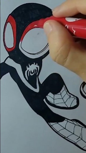 SPIN (MILES MORALES) 🕷️⚡ Brand New Day | Easy Drawing SHORT #Shorts
