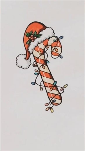 How to draw a candy cane ❄️ #candy #christmas #drawing #howtodraw