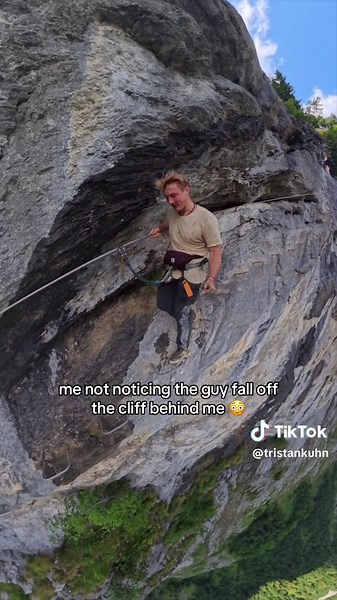 looked back at this video and noticed someone falling off the cliff behind me 🫠 turns out he had a parachute on and was fine
