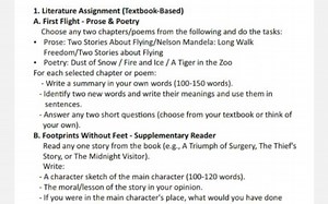 Literature Assignment (Textbook-Based)A. First Flight - Prose ... | Filo
