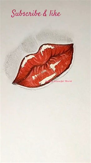 Realistic Red Lips Drawing Easy | for Beginners #redlips #lipsdrawing #shorts #viral #easyart