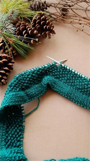Knitting. Green winter project.