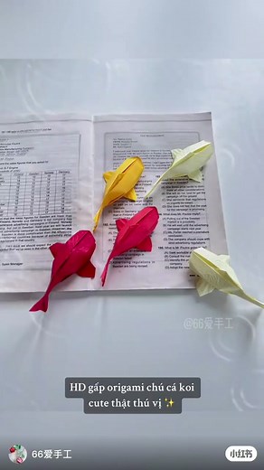 HD gấp origami chú cá koi cute thú vị ✨ Cre:66爱手工 #origami #handmade #diy #cakoi