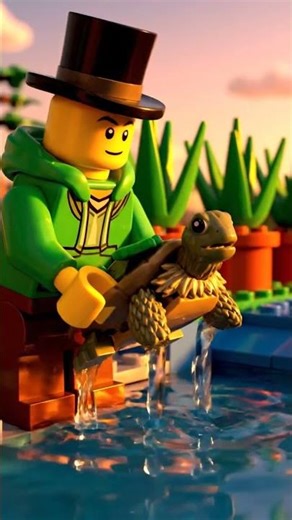 Cozy Farming Moments: Lego Mayor Gardening with a holy basil bed glowing with purple stems at a cl