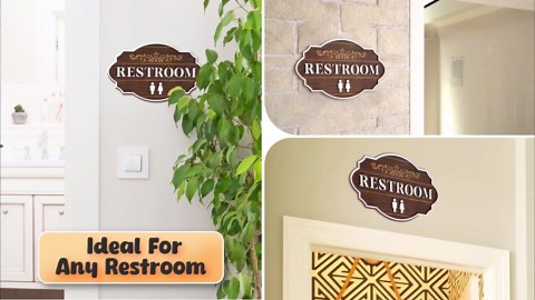 Unisex Restroom Signs For Business - Gender Neutral Bathroom Signs Decor, Wood Toilet Sign For Bathroom, Restroom Decor And Accessories